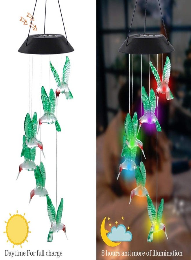 MorTime LED Solar Hummingbird Wind Chime, 25" Mobile Hanging Wind Chime for Home Garden Decoration, Automatic Light Changing Color(Hummingbird) - Image 4