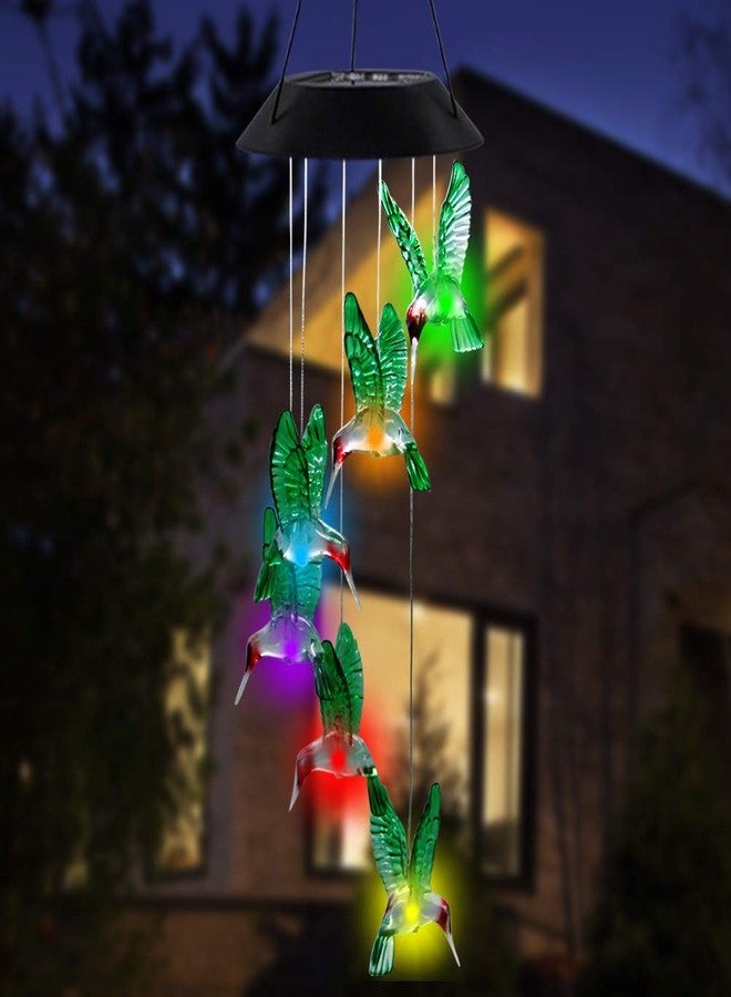 MorTime LED Solar Hummingbird Wind Chime, 25" Mobile Hanging Wind Chime for Home Garden Decoration, Automatic Light Changing Color(Hummingbird) - Image 5