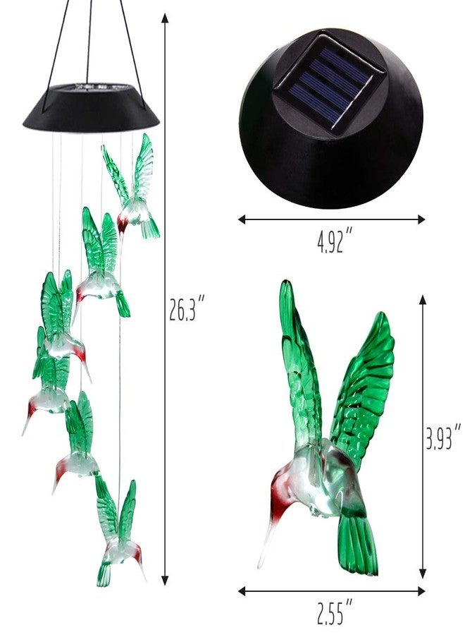 MorTime LED Solar Hummingbird Wind Chime, 25" Mobile Hanging Wind Chime for Home Garden Decoration, Automatic Light Changing Color(Hummingbird) - Image 2