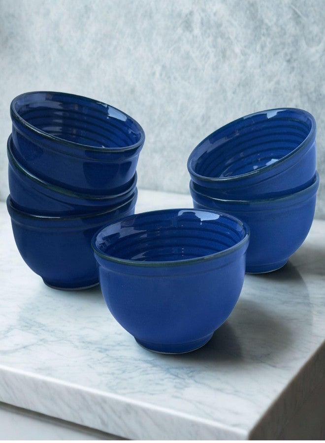 Yourowndcor Sapphire Blue Stoneware Bowls for Dining - Set of 6-200 ML - Image 4