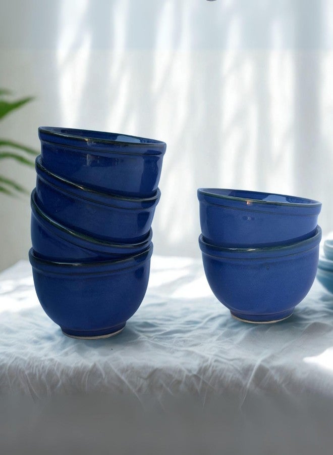 Yourowndcor Sapphire Blue Stoneware Bowls for Dining - Set of 6-200 ML - Image 1