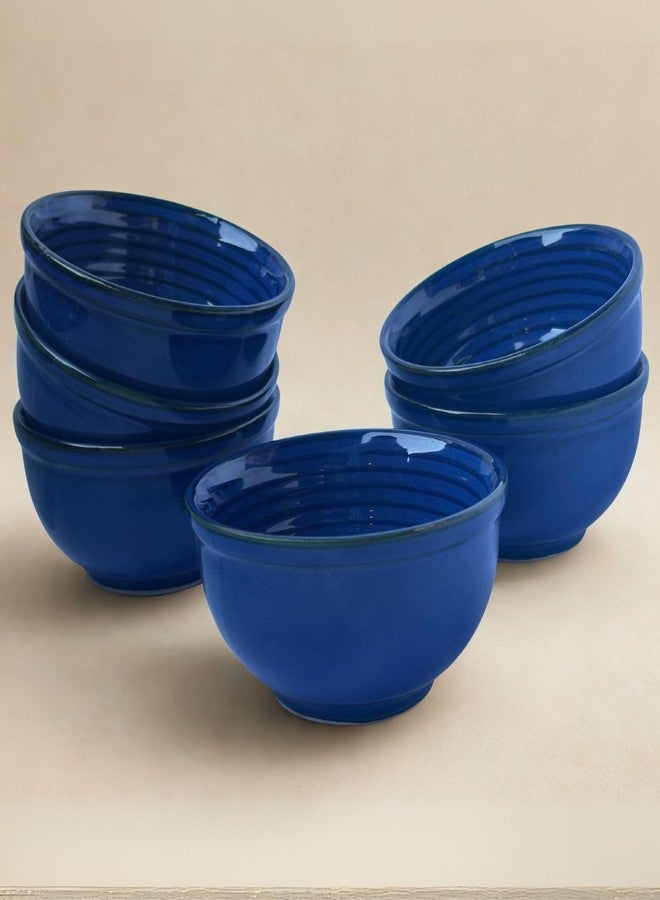 Yourowndcor Sapphire Blue Stoneware Bowls for Dining - Set of 6-200 ML - Image 5