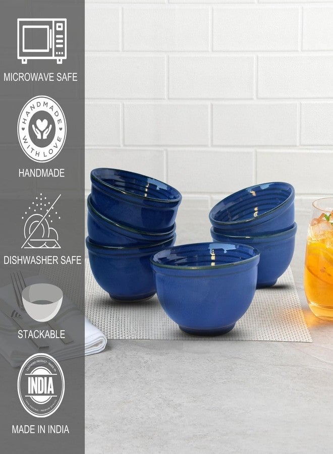 Yourowndcor Sapphire Blue Stoneware Bowls for Dining - Set of 6-200 ML - Image 3
