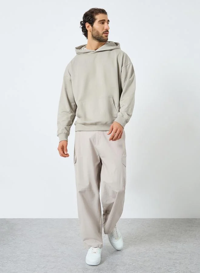 Styli Khaki Printed Oversized Hoodie