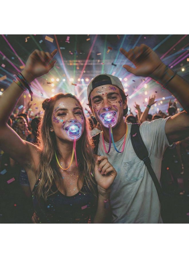GloFX LED Pacifier Rave Binkie Soft Light Up Toy Necklace Glowing Flashing RGB Style 4 Colors Blinky - Image 2