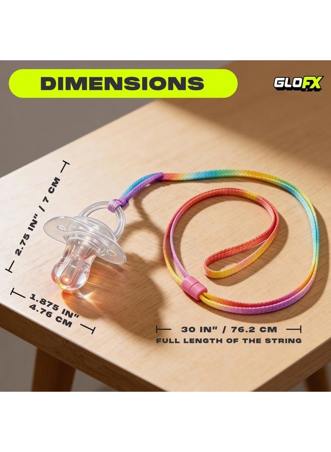 GloFX LED Pacifier Rave Binkie Soft Light Up Toy Necklace Glowing Flashing RGB Style 4 Colors Blinky - Image 3
