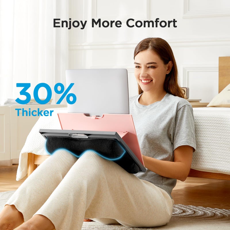 HUANUO Adjustable Lap Desk - with 8 Adjustable Angles & Dual Cushions Laptop Stand for Car Laptop Desk, Work Table, Lap Writing Board & Drawing Desk on Sofa or Bed, Pink - Image 3