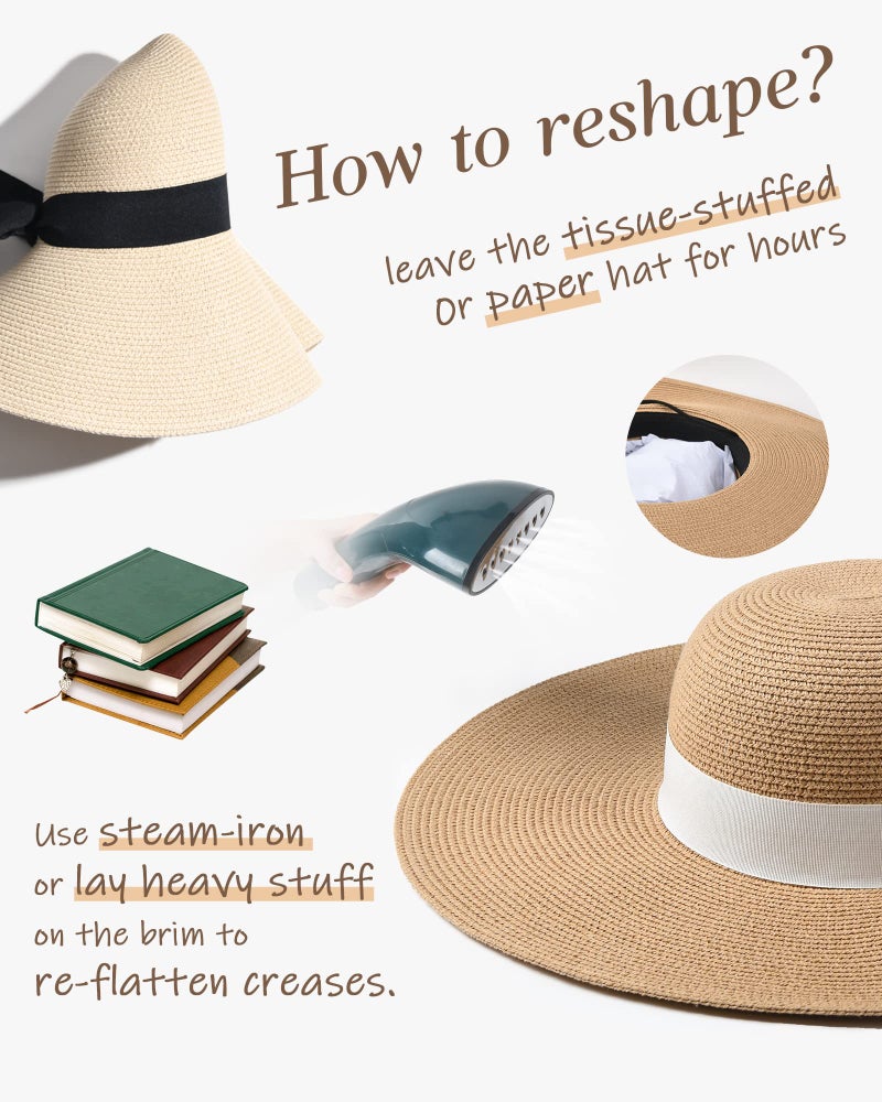 FURTALK Womens Sun Straw Hat Wide Brim UPF 80 Summer Hat Foldable Packable Floppy Beach Hats for Women Khaki,Large-X-Large - Image 4