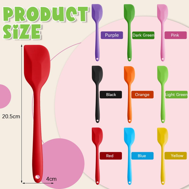 Hsei 54 Pieces Silicone Spatulas 8.1 Inch Rubber Spatula Heat Resistant Non Stick Flexible Cooking Scraper Baking Mixing Tool with Stainless Steel Inside for Kitchen Cookware Dishwasher Safe  9 Colors - Image 2
