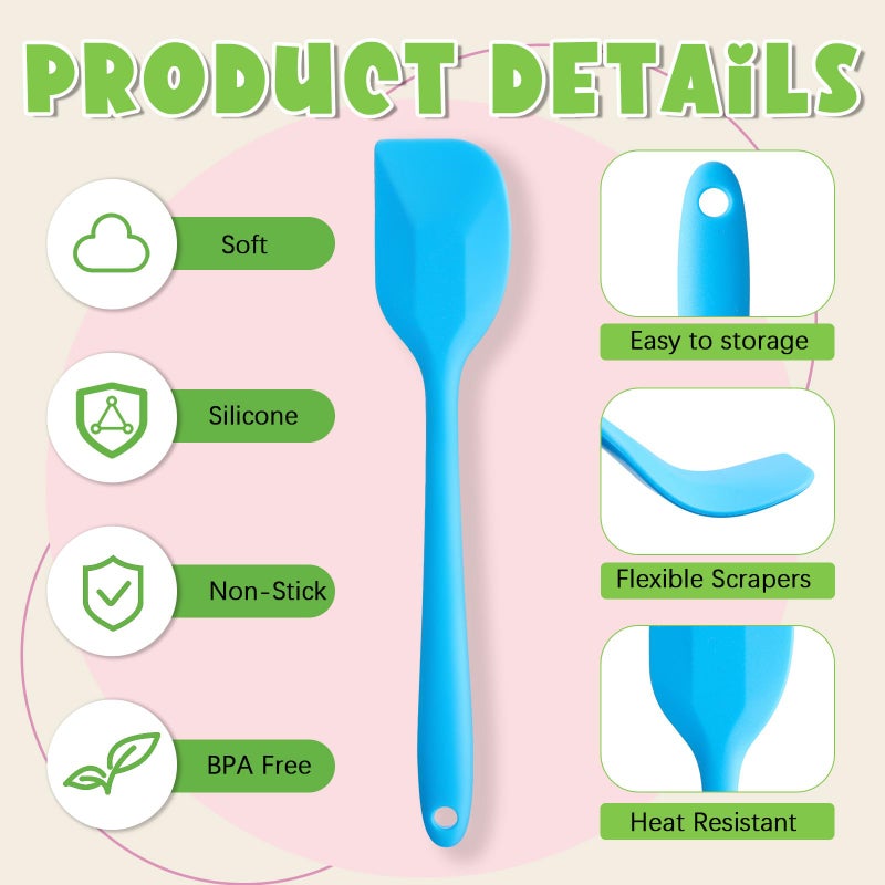 Hsei 54 Pieces Silicone Spatulas 8.1 Inch Rubber Spatula Heat Resistant Non Stick Flexible Cooking Scraper Baking Mixing Tool with Stainless Steel Inside for Kitchen Cookware Dishwasher Safe  9 Colors - Image 3