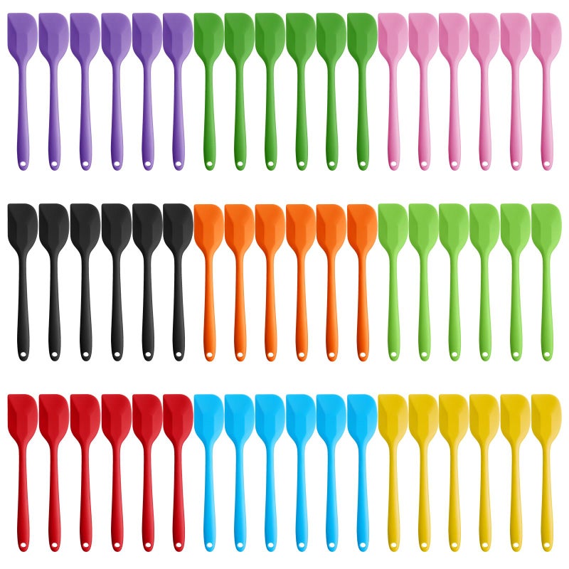 Hsei 54 Pieces Silicone Spatulas 8.1 Inch Rubber Spatula Heat Resistant Non Stick Flexible Cooking Scraper Baking Mixing Tool with Stainless Steel Inside for Kitchen Cookware Dishwasher Safe  9 Colors - Image 1