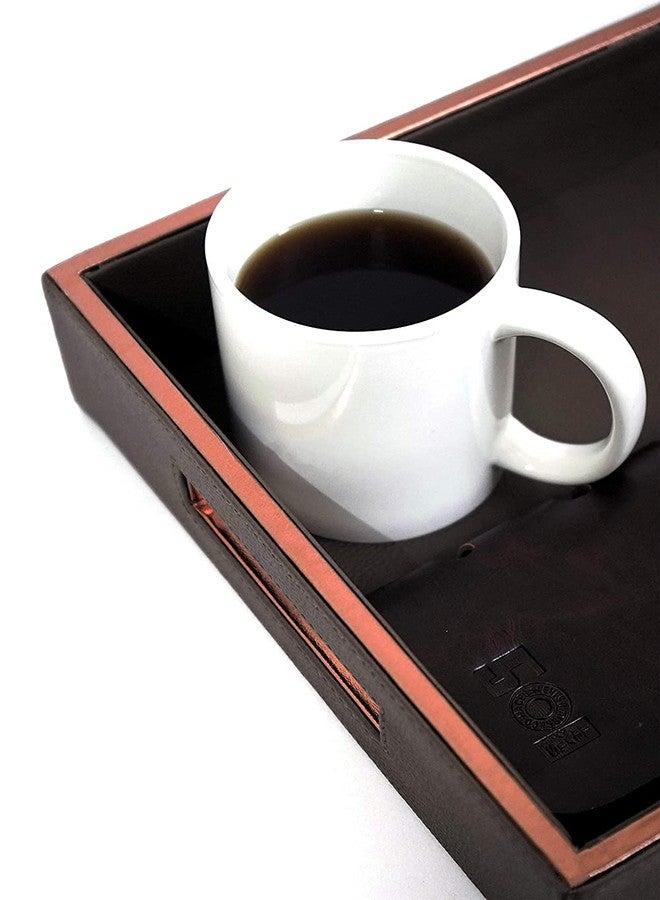 Azyeea Leather Rectangular Serving Tray Set of 2 with Tissue Paper Box for Dining Table/Parties/Storage/Home Decor (Brown) - Image 3