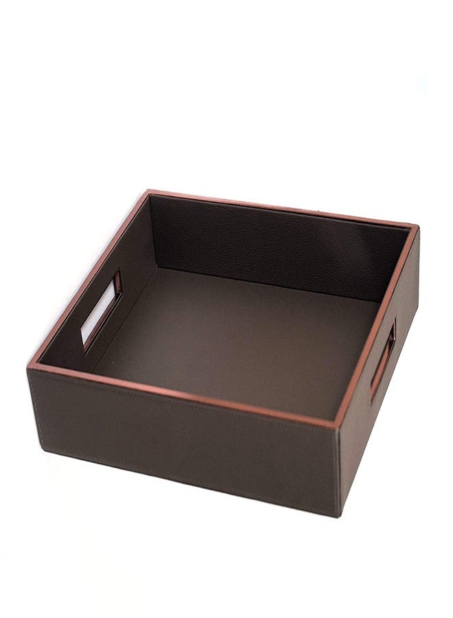 Azyeea Leather Rectangular Serving Tray Set of 2 with Tissue Paper Box for Dining Table/Parties/Storage/Home Decor (Brown) - Image 5
