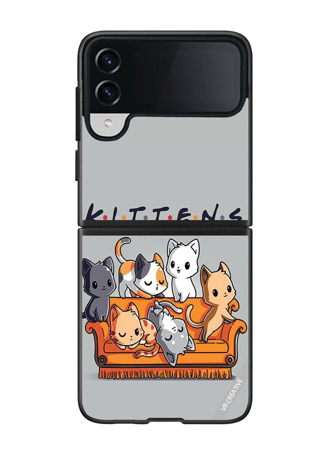 VR CREATIVE Protective Case Cover For Samsung Galaxy Z Flip4 Kittens Design Multicolour - Image 1
