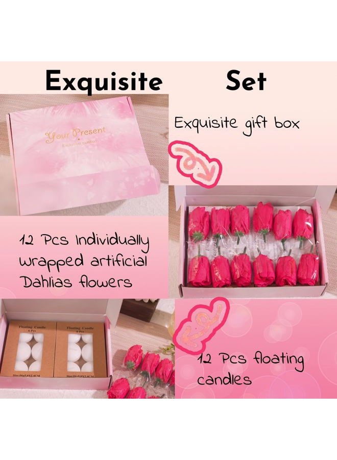 WPPNSY 24 Pcs Floating Candles for Centerpieces and Floating Flowers Artificial Flowers Head Vase Filler for Party Home Table Wedding Centerpieces Decoration (Champagne) - Image 5