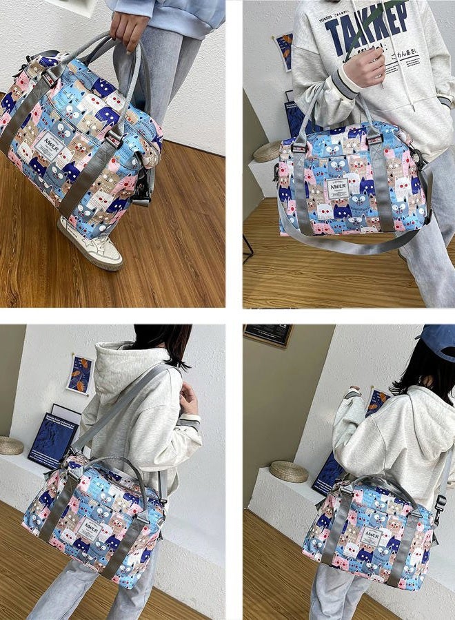 NWLR NRW Travel Duffle Bag Weekender Overnight Bag Gym Tote Bag with Dry and Wet Separated Pocket for Women Girls Shoulder Bag Workout Duffel Bag Water Resistant, Cute Cats, Trolley Sleeve Bag - Image 2