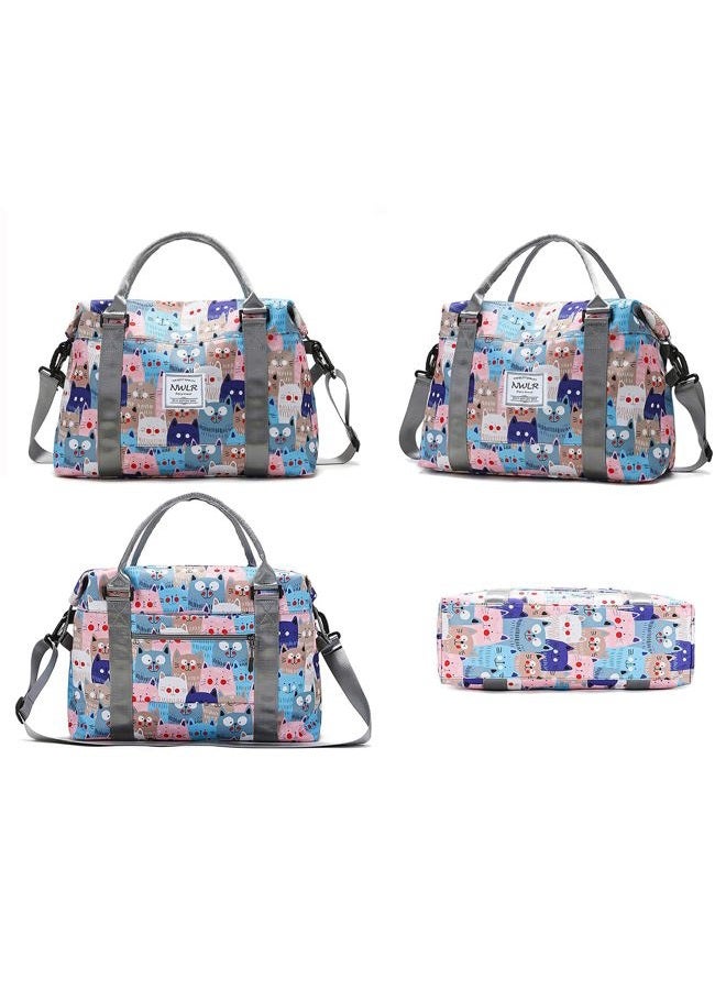 NWLR NRW Travel Duffle Bag Weekender Overnight Bag Gym Tote Bag with Dry and Wet Separated Pocket for Women Girls Shoulder Bag Workout Duffel Bag Water Resistant, Cute Cats, Trolley Sleeve Bag - Image 3