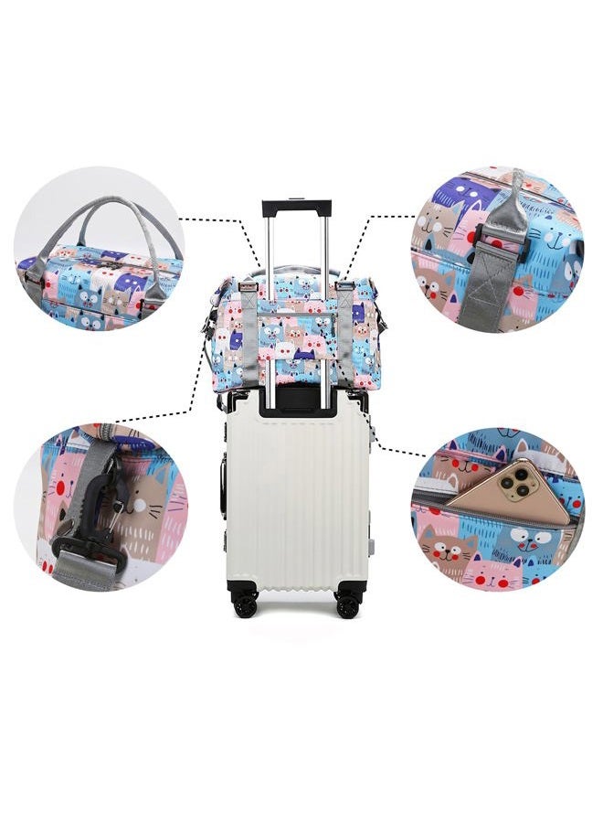 NWLR NRW Travel Duffle Bag Weekender Overnight Bag Gym Tote Bag with Dry and Wet Separated Pocket for Women Girls Shoulder Bag Workout Duffel Bag Water Resistant, Cute Cats, Trolley Sleeve Bag - Image 5