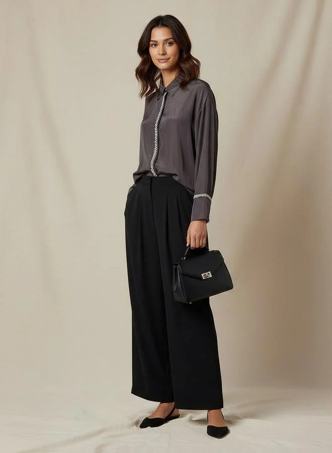 Splash FAV Shirt with Pearl Embellishment and Long Sleeves