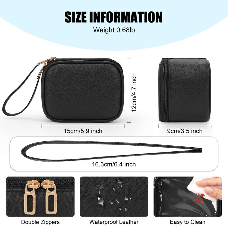 Relavel Mini Makeup Bag with Led Mirror, Small Cosmetic Bag with 3 Light Modes, Rechargeable Portable Makeup Pouch with Hands-Free Wrist Strap for Pool Partiesä¸¨Work Touch-Upsä¸¨Travel - Black - Image 2