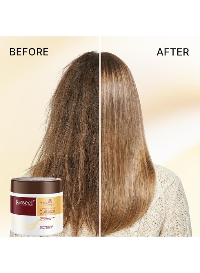 Karseell The Ultimate Salon Secret at Home Karseell Collagen & Maca Hair Mask for Damaged Hair Repair and Revitalization - 500ml - Image 4