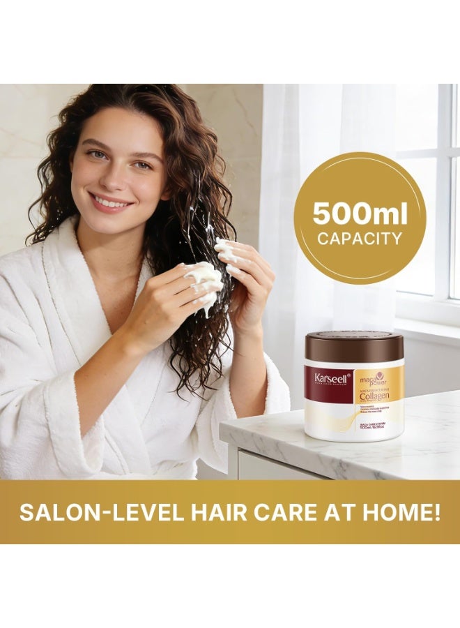 Karseell The Ultimate Salon Secret at Home Karseell Collagen & Maca Hair Mask for Damaged Hair Repair and Revitalization - 500ml - Image 3