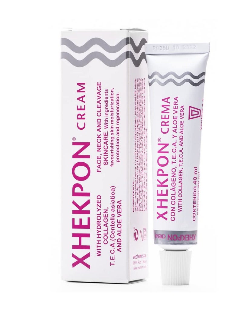XHEKPON Xhekpon Cream for Face, Neck and Cleavage Skincare - Cream with Hydrolized Collagen and Aloe Vera / Anti-aing cream 40ML - Favours skin moisturization, protection and regeneration.  - Image 1