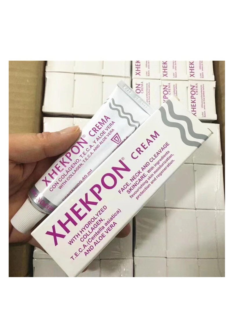 XHEKPON Xhekpon Cream for Face, Neck and Cleavage Skincare - Cream with Hydrolized Collagen and Aloe Vera / Anti-aing cream 40ML - Favours skin moisturization, protection and regeneration.  - Image 4