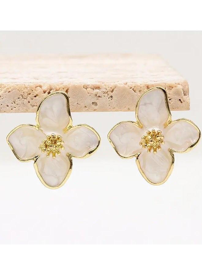 Ready For Chai Elegant Resin Flower Earrings for - Zinc Alloy, No Plating, Versatile Daily Wear, Ideal Gift for All Seasons, for Teenager - Image 3