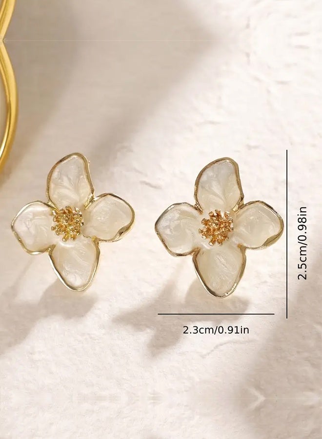 Ready For Chai Elegant Resin Flower Earrings for - Zinc Alloy, No Plating, Versatile Daily Wear, Ideal Gift for All Seasons, for Teenager - Image 4