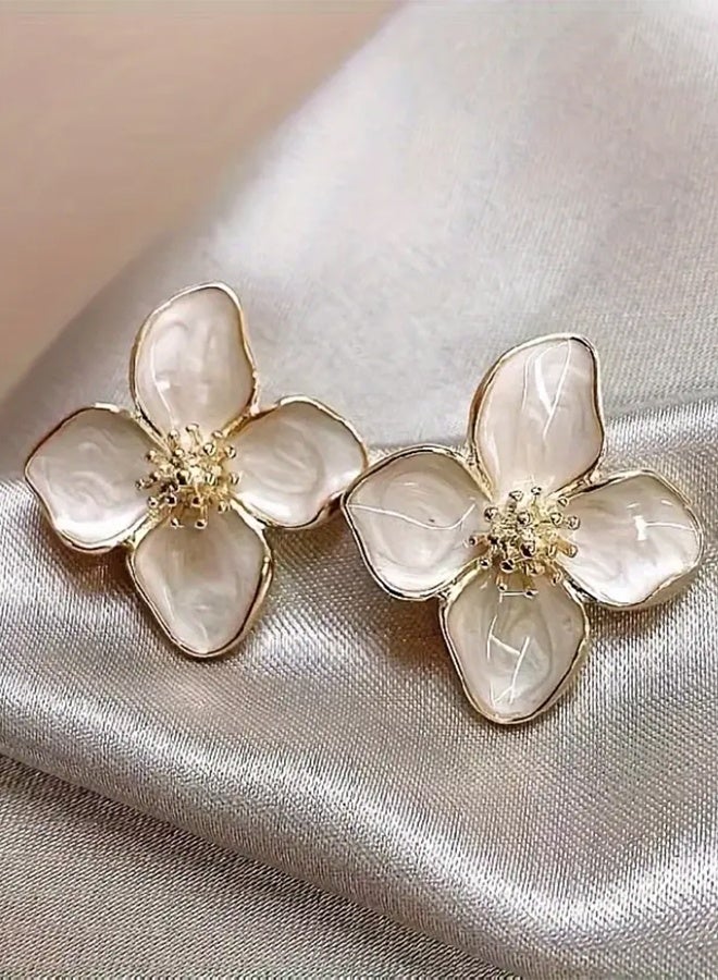 Ready For Chai Elegant Resin Flower Earrings for - Zinc Alloy, No Plating, Versatile Daily Wear, Ideal Gift for All Seasons, for Teenager - Image 2