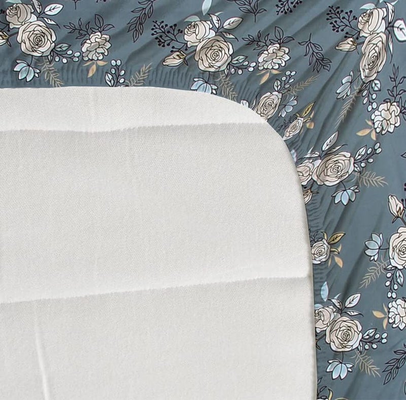 NEW LEAF Premium Cotton Elastic Fitted Bedsheets with 2 King Size Pillow Covers | Double Bed with All Around Elastic 220 TC Supersoft |Size-72 King Sizex78+10 inches | Grey White Rose - Image 4