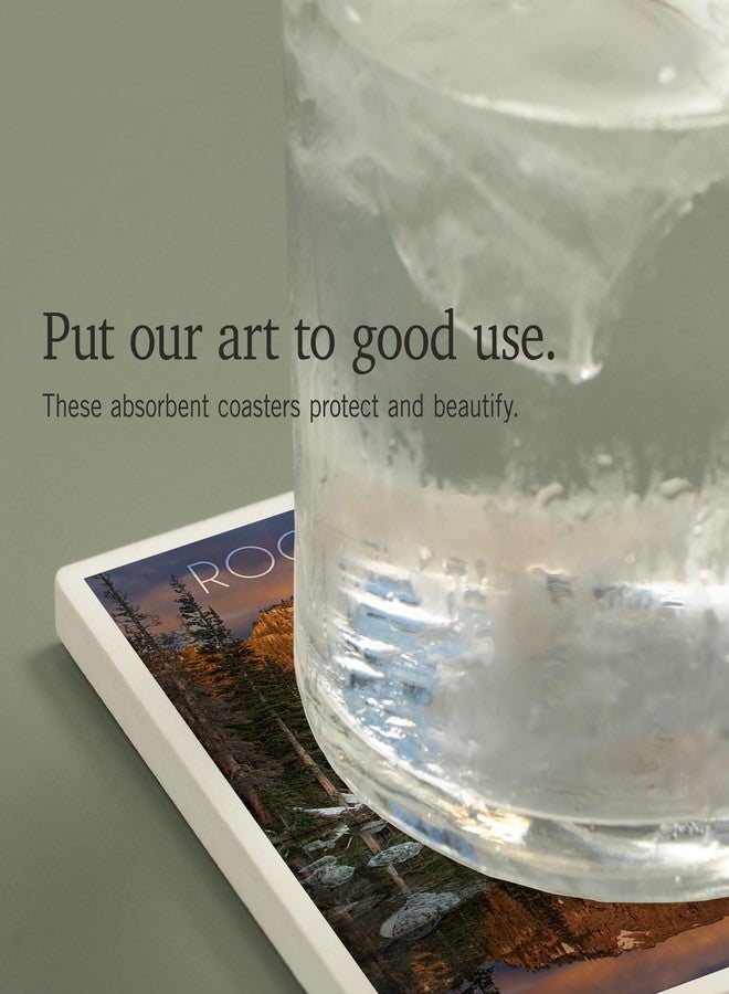 Lantern Press Rocky Mountain National Park, Colorado, Dream Lake Sunset (Absorbent Ceramic Coaster, Single, Cork Back, Kitchen Table Decor) - Image 4