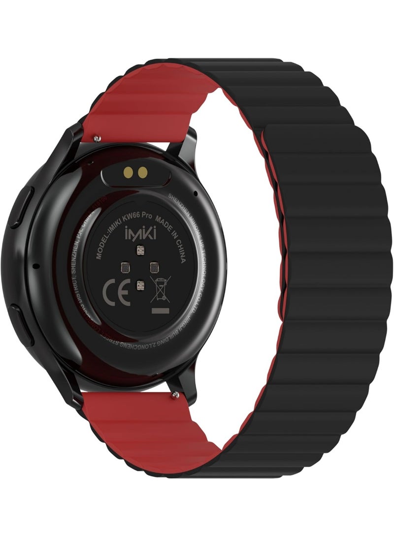 Imiki HOLO TG2 Smartwatch for Men & Women – 1.43" AMOLED Display, Bluetooth Fitness Tracker with Heart Rate & SpO2 Monitor, Magnetic Strap, Compatible with Android & iOS – Black + Red Strap - Image 4