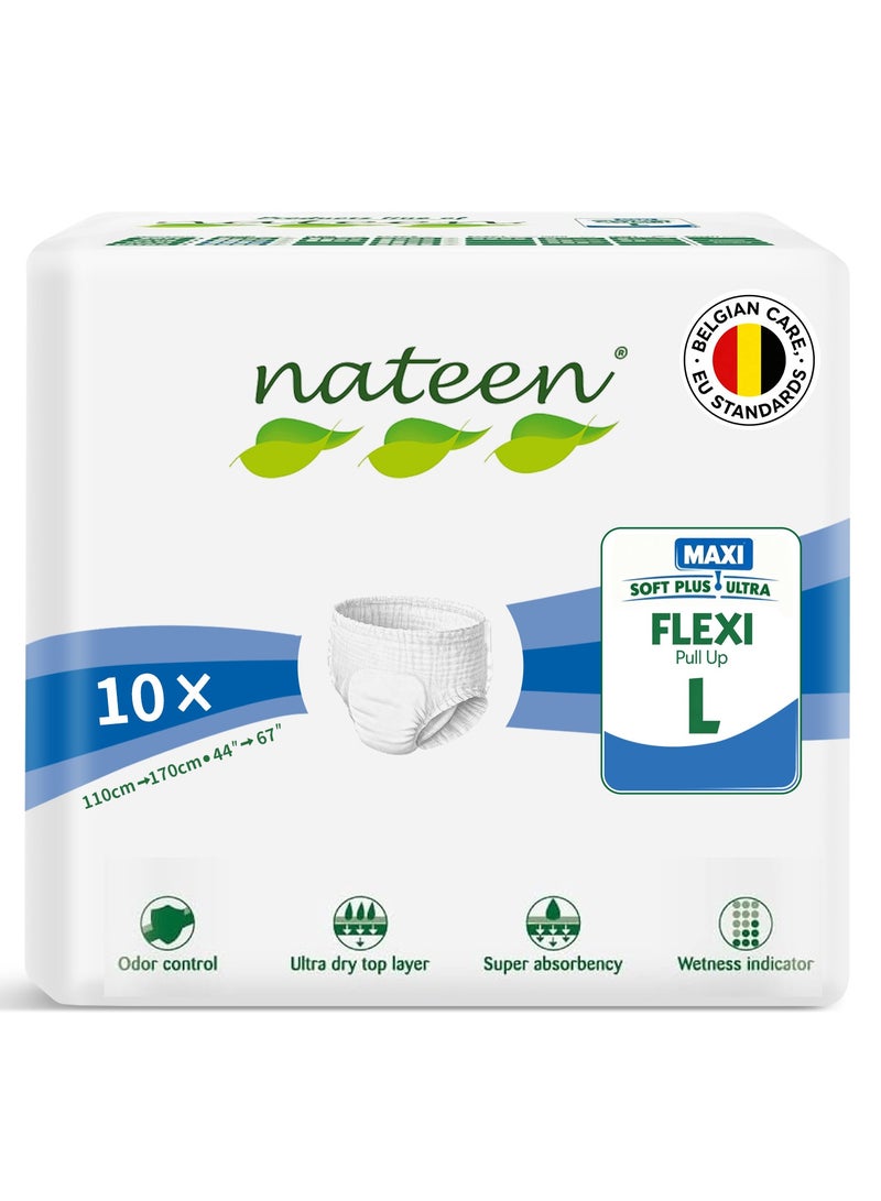 nateen Flexi Maxi Adult Diapers Pants,Incontinence Night Time Pull Up,Large,Waist Size 110-170cm,10 Count Adult Pull Ups,Superior Comfort,Excellent Combination of Protection. (10 Count) - Image 1