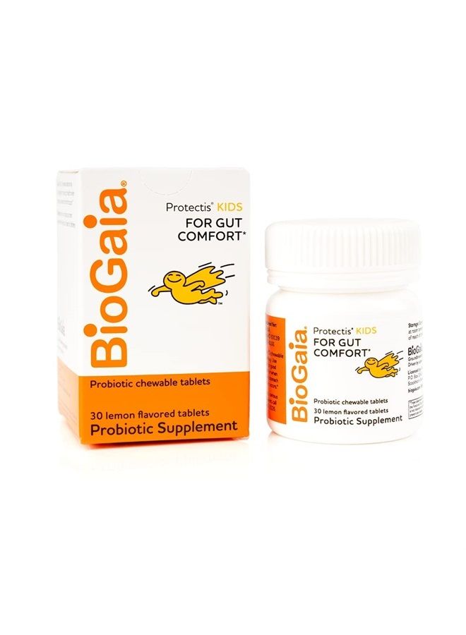 BioGaia Protectis Chewable Tablets for Toddlers, Kids, and Teens Occasional Stomach Pain, Constipation, Diarrhea, and Regularity, 30 Tablets, 1 Pack - Image 1