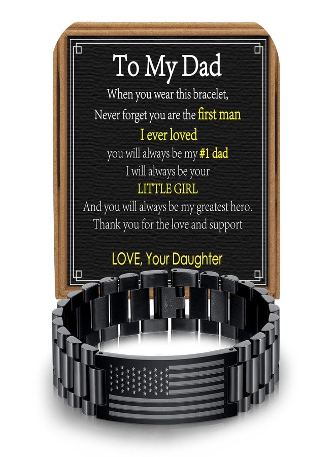 VULETO Gifts for Dad Daddy New Dad Husband, Fathers Day Stainless Steel American Flag Bracelet Birthday Christmas Jewelry Gifts for Men, one size - Image 1