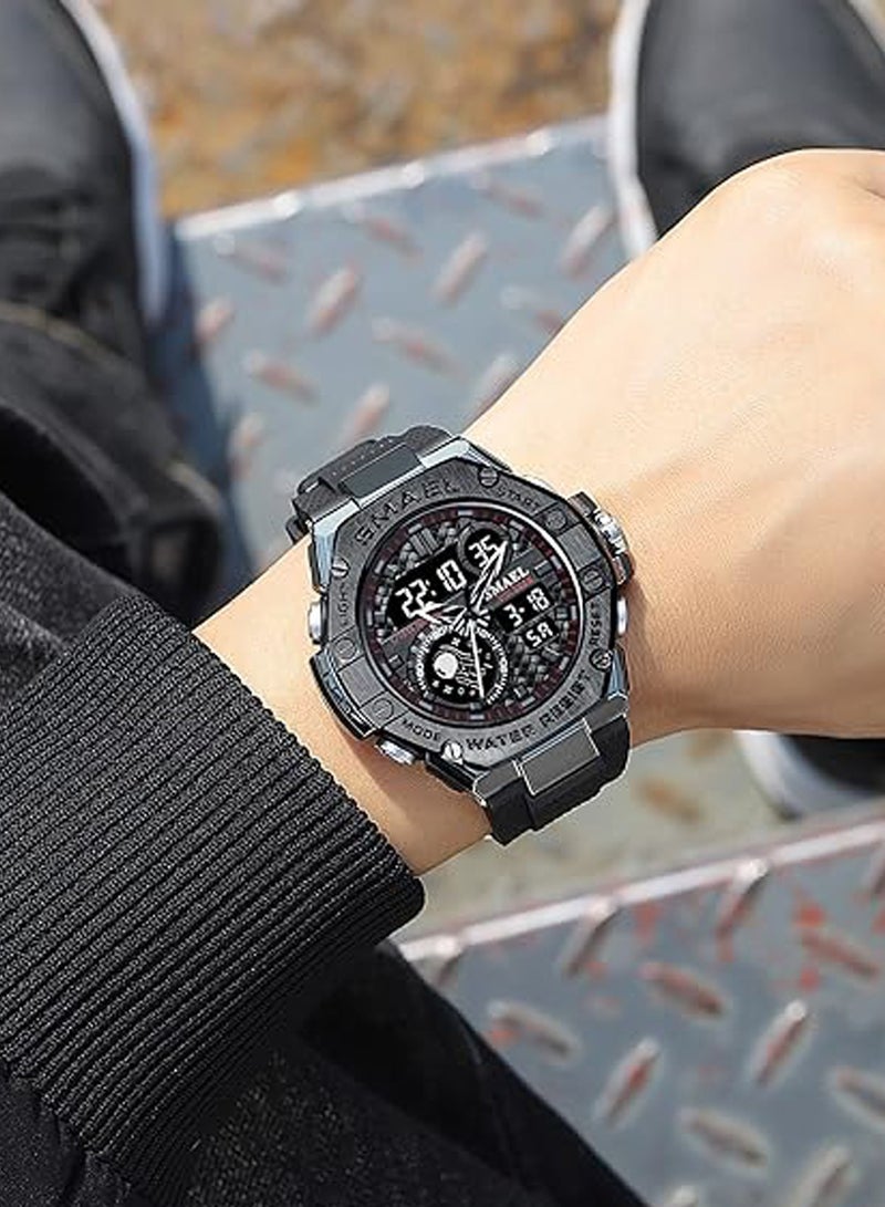 SYOSI Men's Watches, Multifunction Watch Men Sports Wristwatches, Men Military Shockproof Fashion Digital Waterproof, Outdoor Tactical Wrist Watches for Men - Image 3