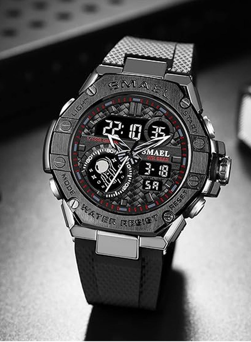 SYOSI Men's Watches, Multifunction Watch Men Sports Wristwatches, Men Military Shockproof Fashion Digital Waterproof, Outdoor Tactical Wrist Watches for Men - Image 2