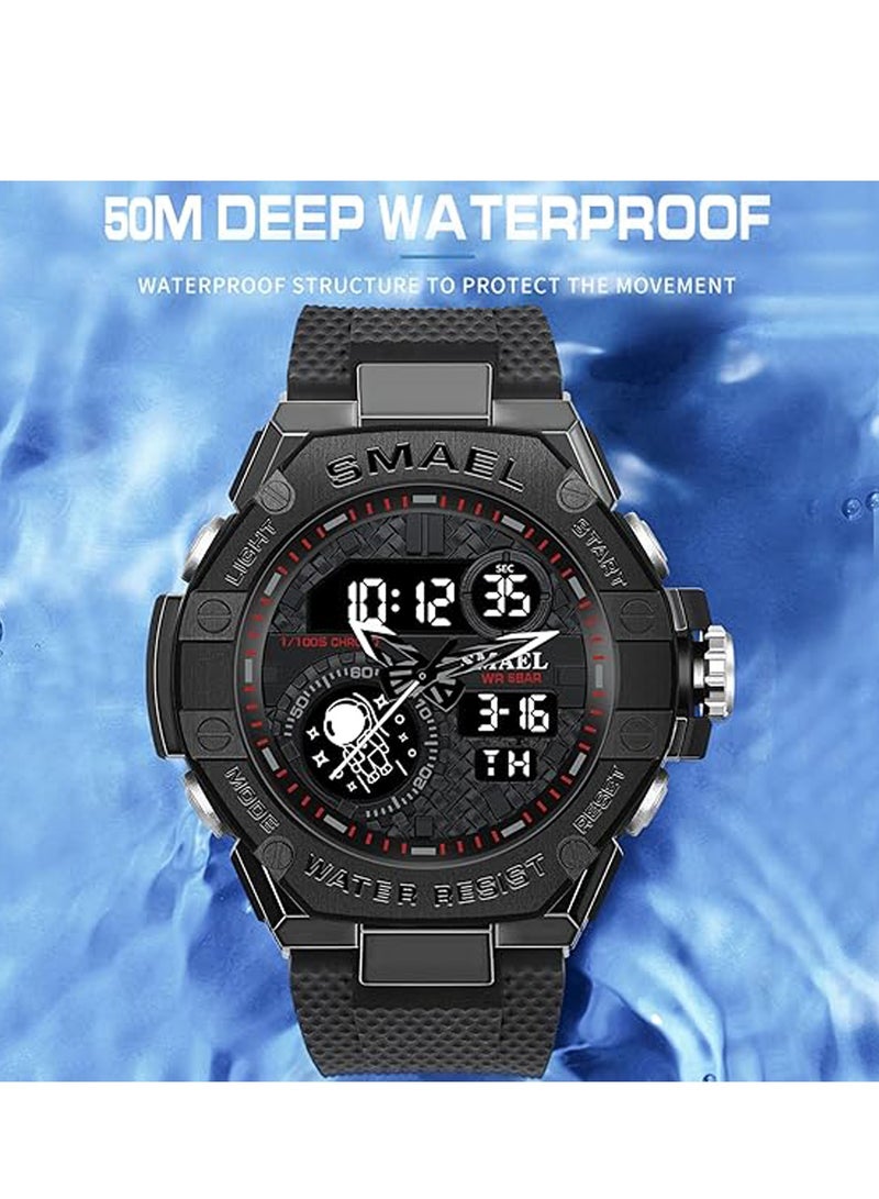 SYOSI Men's Watches, Multifunction Watch Men Sports Wristwatches, Men Military Shockproof Fashion Digital Waterproof, Outdoor Tactical Wrist Watches for Men - Image 5