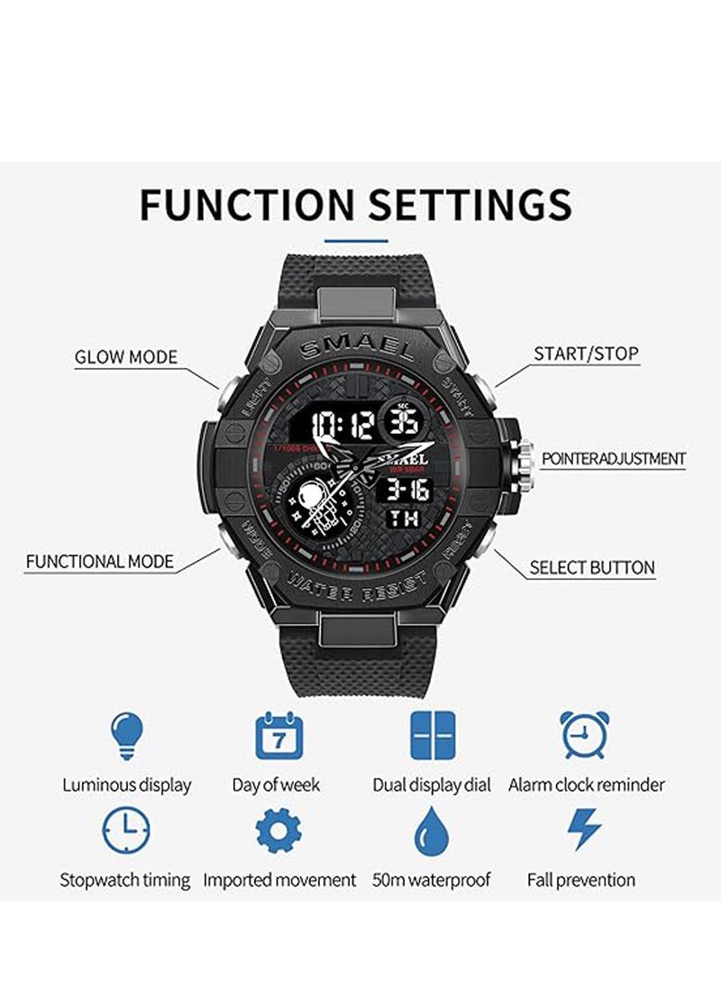 SYOSI Men's Watches, Multifunction Watch Men Sports Wristwatches, Men Military Shockproof Fashion Digital Waterproof, Outdoor Tactical Wrist Watches for Men - Image 4