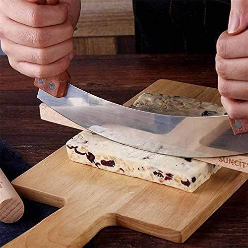 2HEET سكين ميزالونا مزدوجة المقبض من الفولاذ المقاوم للصدأ 10 بوصة قاطع هيرب قاطع بيتزا مقطع خضار مقطع معجنات مقطع نوغات للاستخدام المنزلي والمهني - Image 3