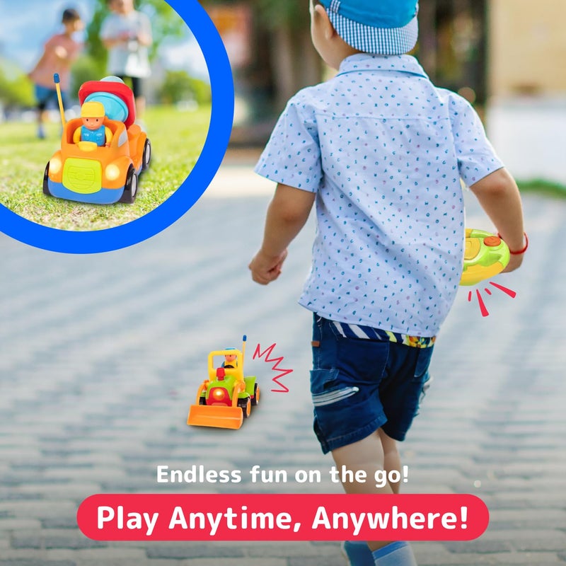 PREXTEX 2 Pack Remote Control Cars for 3-5 Year Old Boys - Truck and Tractor Toddler Toys with Easy Controllers - Sound and Light Play Features - Fun Easter Gift Basket Toy for Kids - Image 5