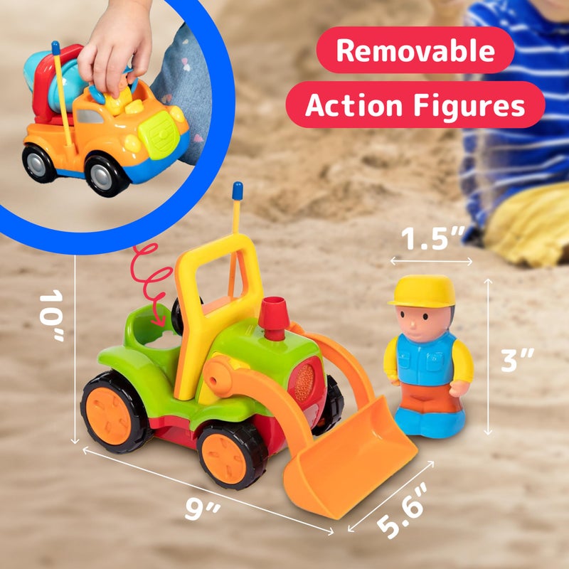 PREXTEX 2 Pack Remote Control Cars for 3-5 Year Old Boys - Truck and Tractor Toddler Toys with Easy Controllers - Sound and Light Play Features - Fun Easter Gift Basket Toy for Kids - Image 3
