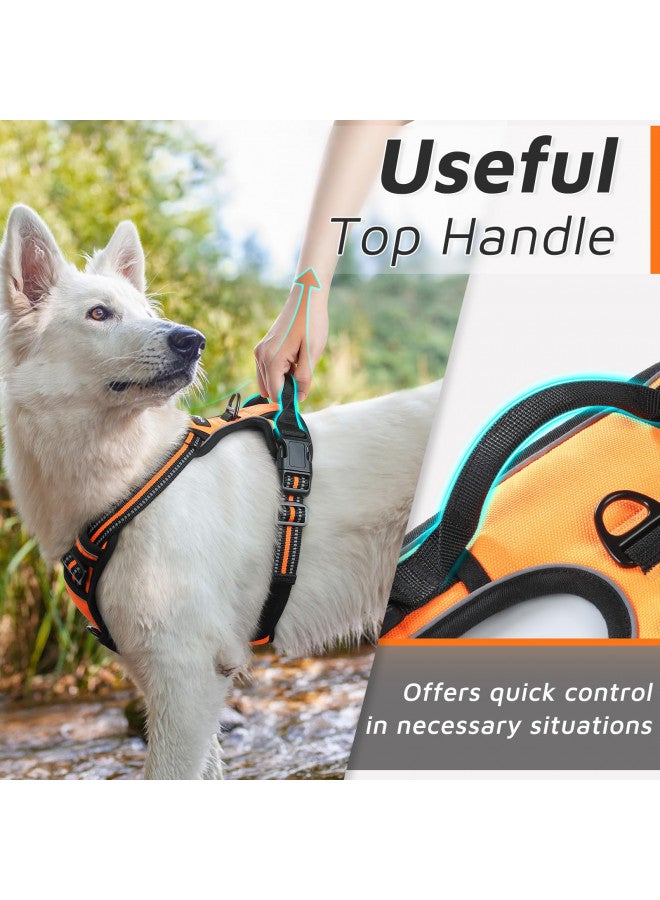 Eagloo Eagloo Dog Harness for Large Dogs No Pull, Front Clip Dog Walking Harness with Reflective Adjustable Soft Padded Vest and Easy Control Handle, No-Choke Pet Harness with 2 Metal Rings, Orange, L  - Image 2