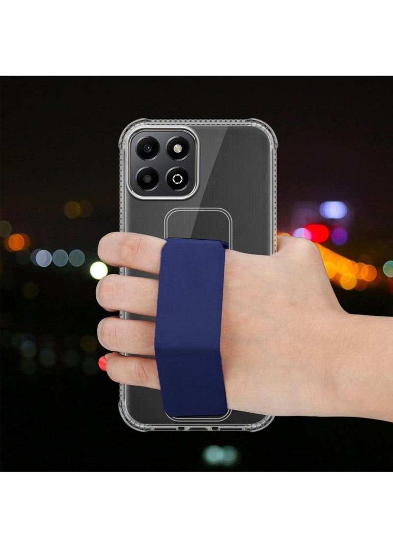 Wtech Honor X7c 4G 2024 TPU Hand Grip Air Pillow Case Cover - Clear/Navy Blue - Image 3