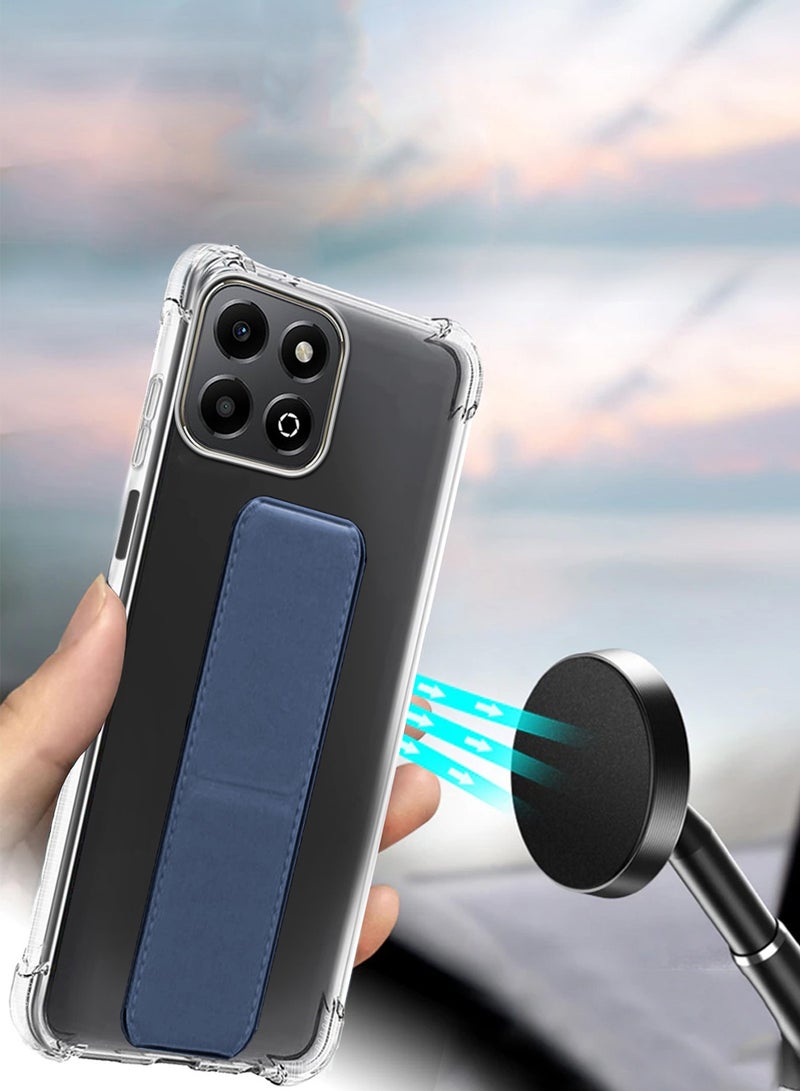 Wtech Honor X7c 4G 2024 TPU Hand Grip Air Pillow Case Cover - Clear/Navy Blue - Image 4