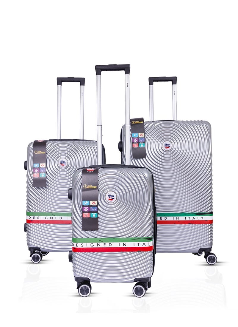 Cruise Set of 3 Luggage | Hardsidwie Soft Handle Trolley th USB Port & TSA Lock |Double 360° 8 Wheeler| Cabin-20 Inch, Medium- 24 Inch, Large-28 Inch| Silver - pzsku/Z98276863648ECF7165FDZ/45/_/1739100259/e79f1e2f-806c-4982-b015-e49ec29e01de