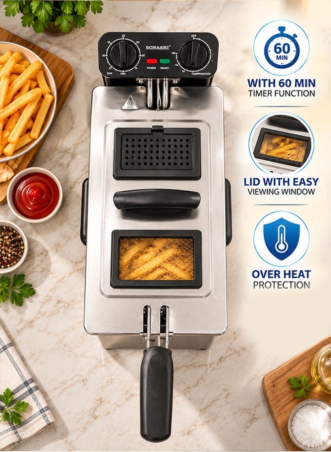 سوناشي قلاية عميقة 3 L 2100 W SDF-5011 أسود/ فضي - Image 5