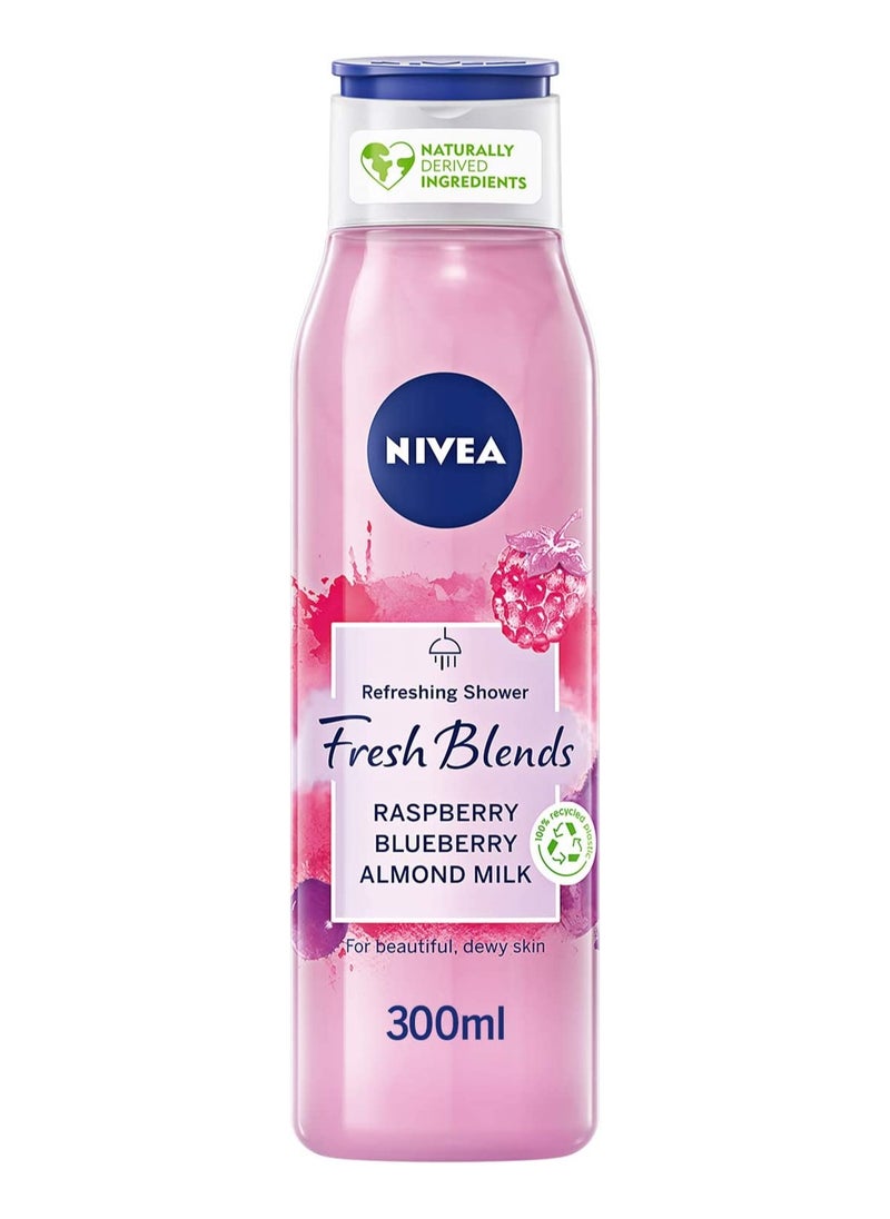 Nivea Nivea Shower Gel Body Wash Fresh Blends Raspberry & Blueberry And Almond Milk 300ml  - Image 1